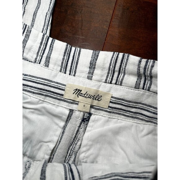 Madewell Linen Blend Beachy Summer Straight Leg Stripped Pants Sz 0 - Picture 2 of 7